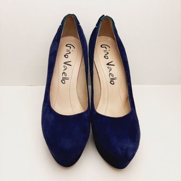 GINO VAELLO | Spain Platform Pumps Navy & Green Suede Leather Sz 6.5 | Eur 37 - Picture 9 of 14